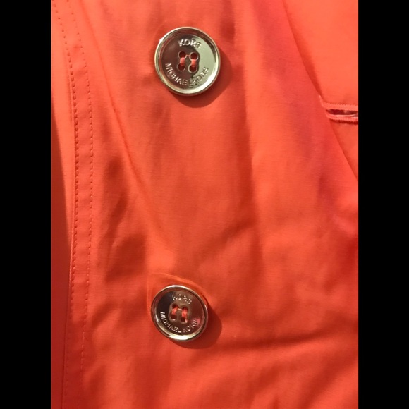 Michael Kors Trench coat poppy orange w/ gold accents size Small - Picture 6 of 9